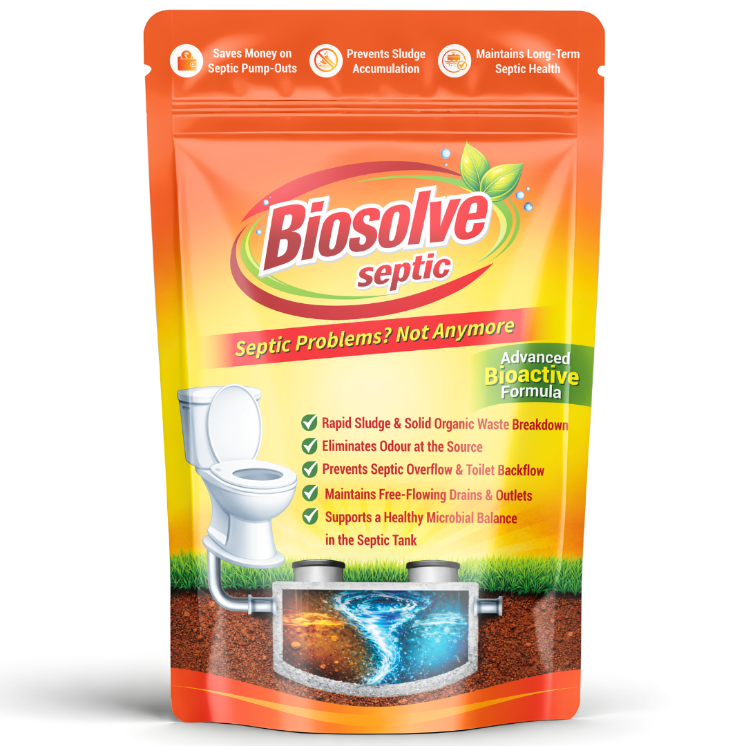 Biosolve Septic - Septic Tank Cleaner | Lab Certified Bioactive Formula | Rapidly Reduces Sludge, Removes Odour | Prevents Backflow & Overflow - Pack of 1 (250 Grams)