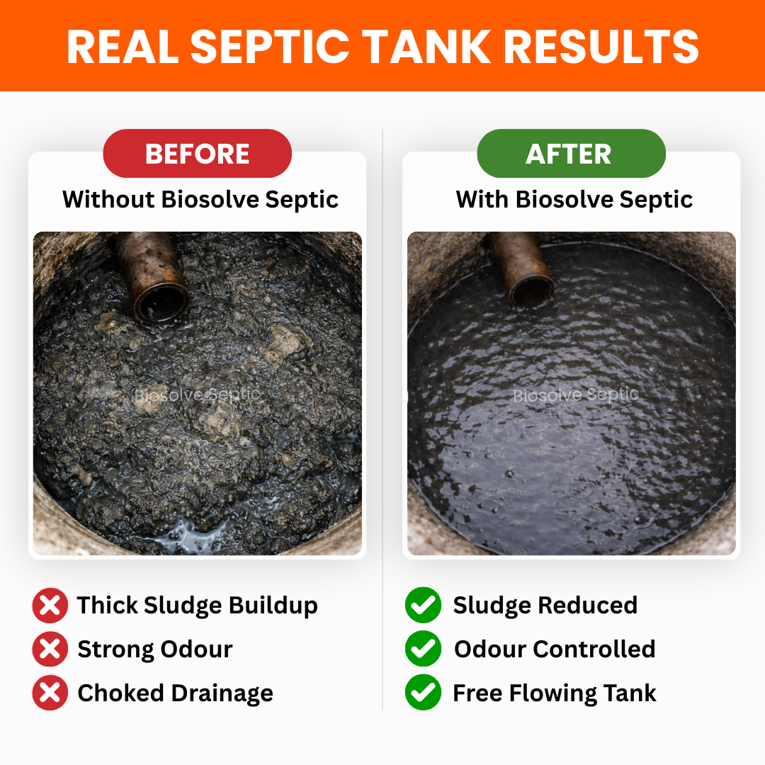 Biosolve Septic - Septic Tank Cleaner | Lab Certified Bioactive Formula | Rapidly Reduces Sludge, Removes Odour | Prevents Backflow & Overflow - Pack of 3 (750 Grams)