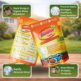 Biosolve Septic - Septic Tank Cleaner | Lab Certified Bioactive Formula | Rapidly Reduces Sludge, Removes Odour | Prevents Backflow & Overflow - Pack of 1 (250 Grams)