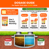 Biosolve Septic - Septic Tank Cleaner | Lab Certified Bioactive Formula | Rapidly Reduces Sludge, Removes Odour | Prevents Backflow & Overflow - Pack of 2 (500 Grams)