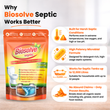 Biosolve Septic - Septic Tank Cleaner | Lab Certified Bioactive Formula | Rapidly Reduces Sludge, Removes Odour | Prevents Backflow & Overflow - Pack of 3 (750 Grams)